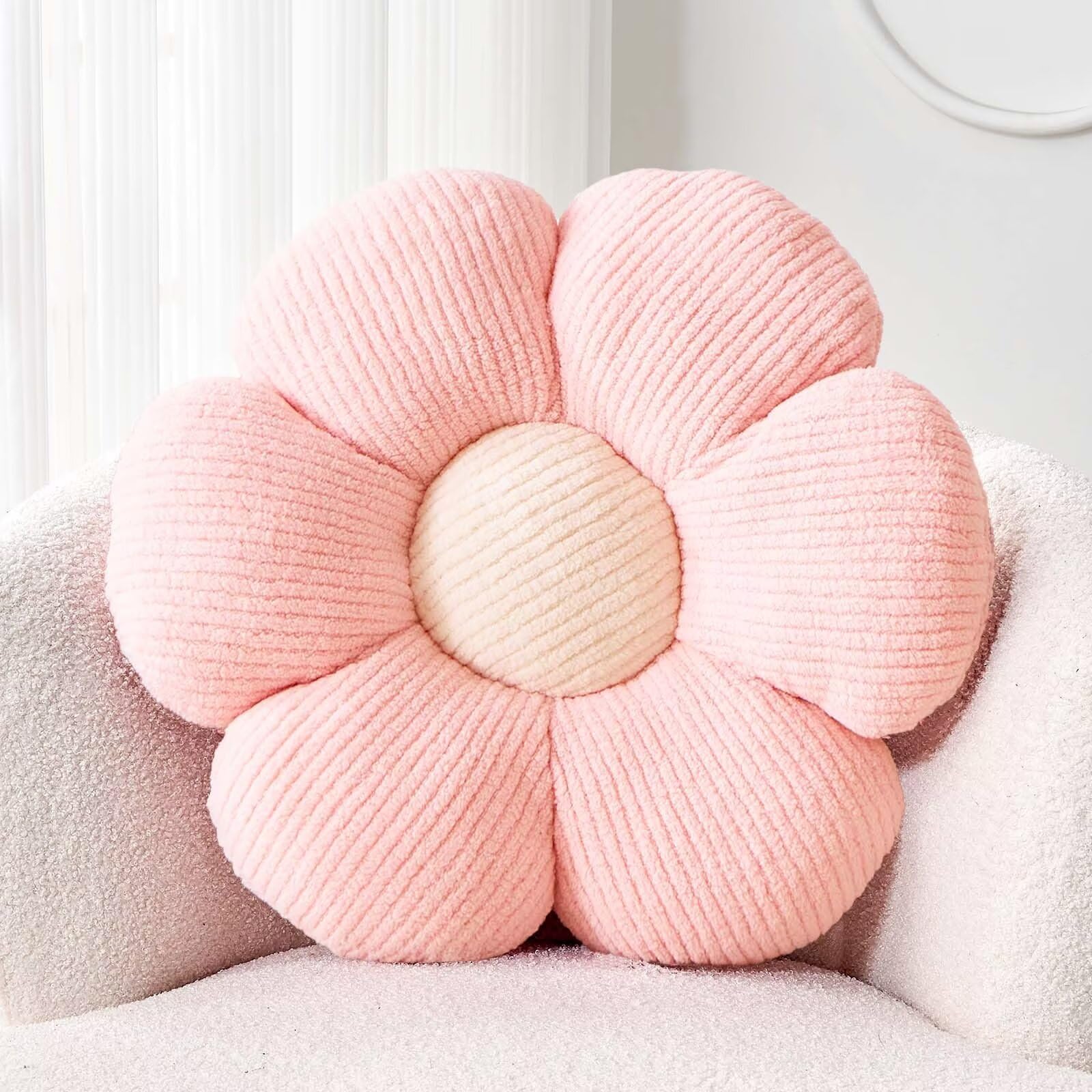 Kcvvcr Soft Light Pink 19.6 ' Flower Pillow For Home Decor, Cute Shaped Floor Pillow Aesthetic Plush Decorative Pillow For Bed,