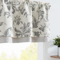 jinchan Linen Valance Curtain Farmhouse Window Decor Gray Floral Print Valance for Kitchen Living Room Double Layer Blackout Val