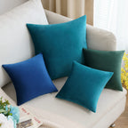 Miulee Teal Pack Of 2 Velvet Pillow Covers Decorative Square Pillowcases Soft Solid Cushion Cases For Sofa Bedroom Couch 18X18 I