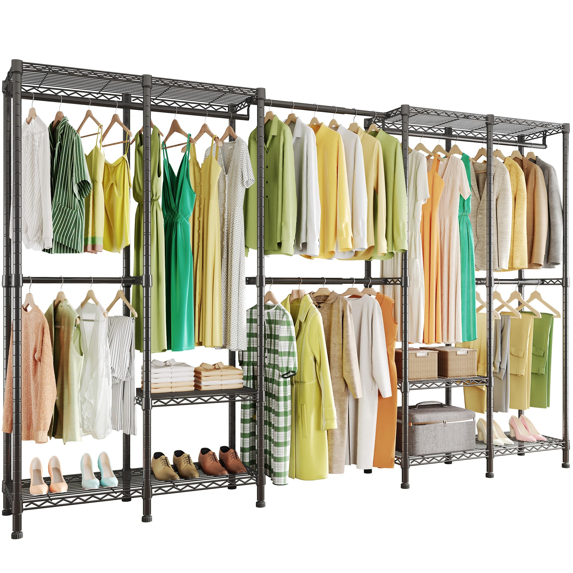Higeego H5 Pro Heavy Duty Garment Rack, Freestanding Clothes Rack, Wardrobe Closet for Hanging Clothes, Portable Closet Organize