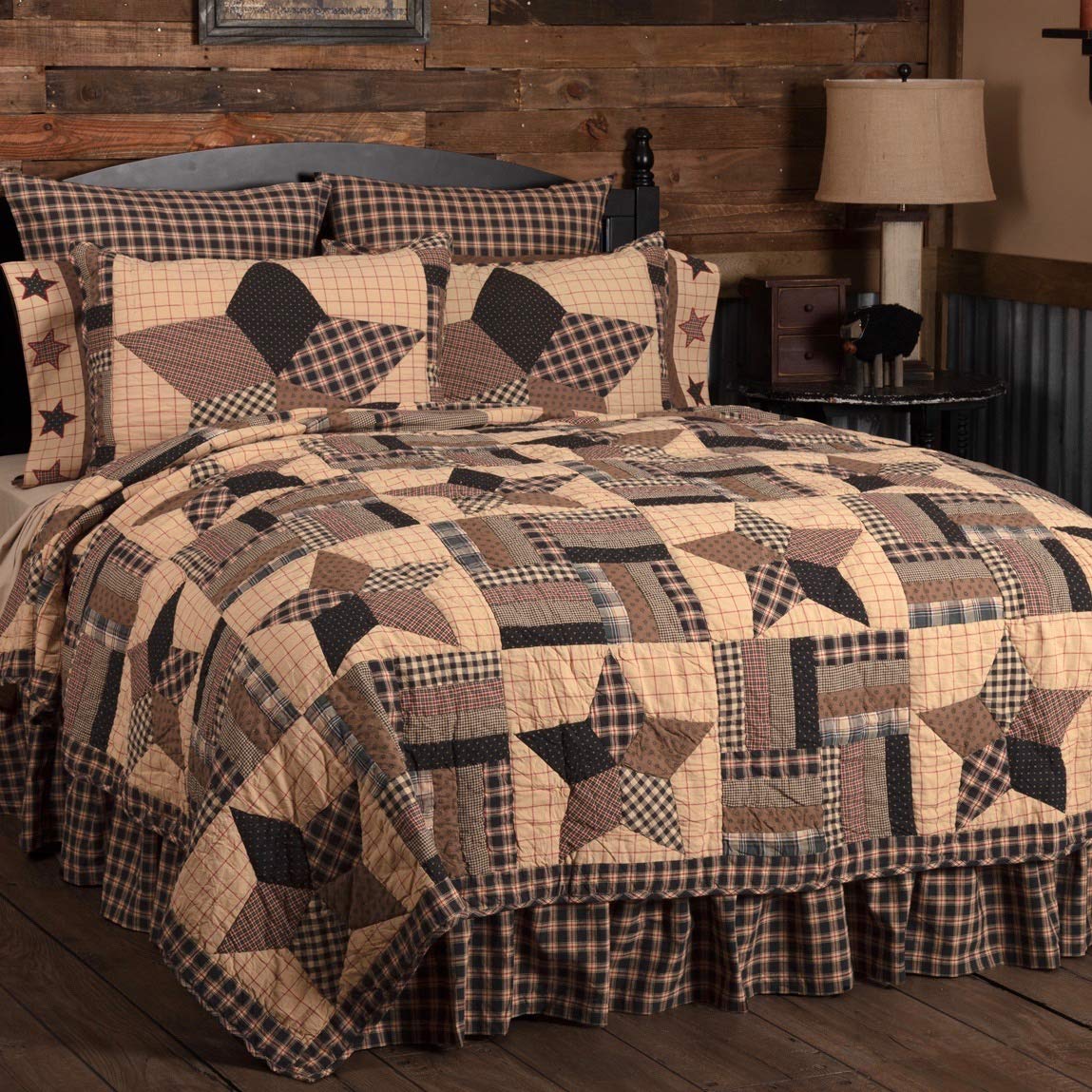 Vhc Brands, Bingham Star, Cotton, 94Wx94L, Queen Quilt, Red