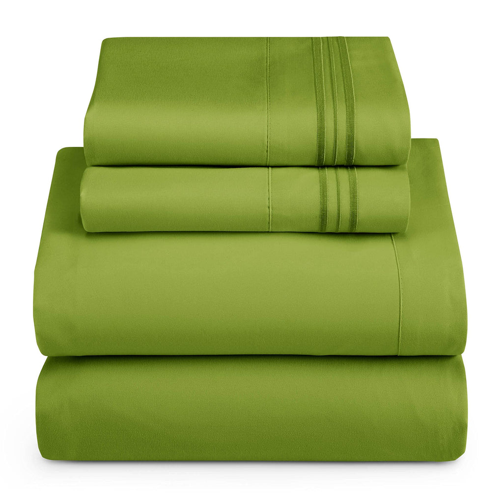 Clara Clark California King Sheets Set, Deep Pocket Bed Sheets For Cal King Size Bed - 4 Piece Bed Sheet Set, Extra Soft Bedding Sheets & Pillowcases, Calla Green Sheets Cal King