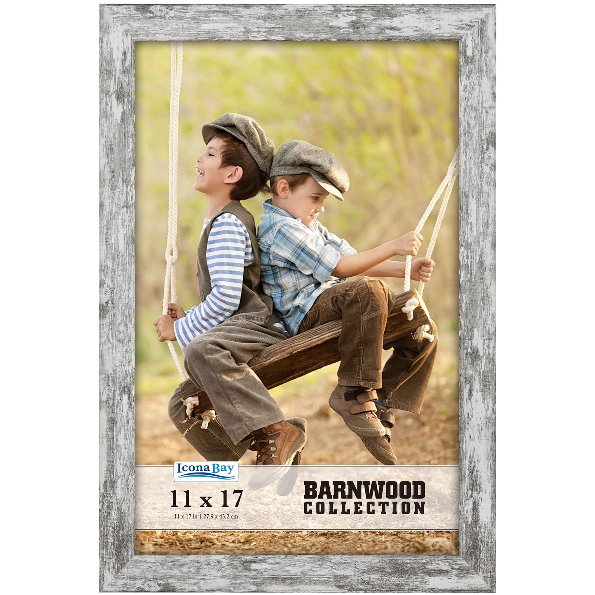 Icona Bay 11x17 Pony Gray Picture Frame Fits 11x15 Photos, Country Rustic Style 11 x 17 Small Poster Frame, Wall Mount Only, Bar