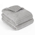 Pavilia Super Soft Fleece Throw Blanket Twin Light Grey, Fuzzy Plush Flannel Throw, Warm Cozy Ribbed Microfiber Blanket For Sofa