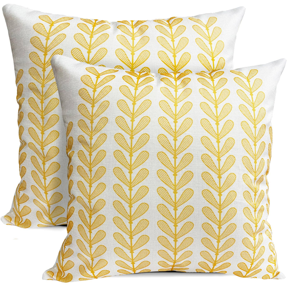 RYSMIYOU Decorative Throw Pillow Covers Set of 2 Chrome Yellow Pillow Covers 18x18 Inch Throw Pillow Cover Linen Pillowcase Mode