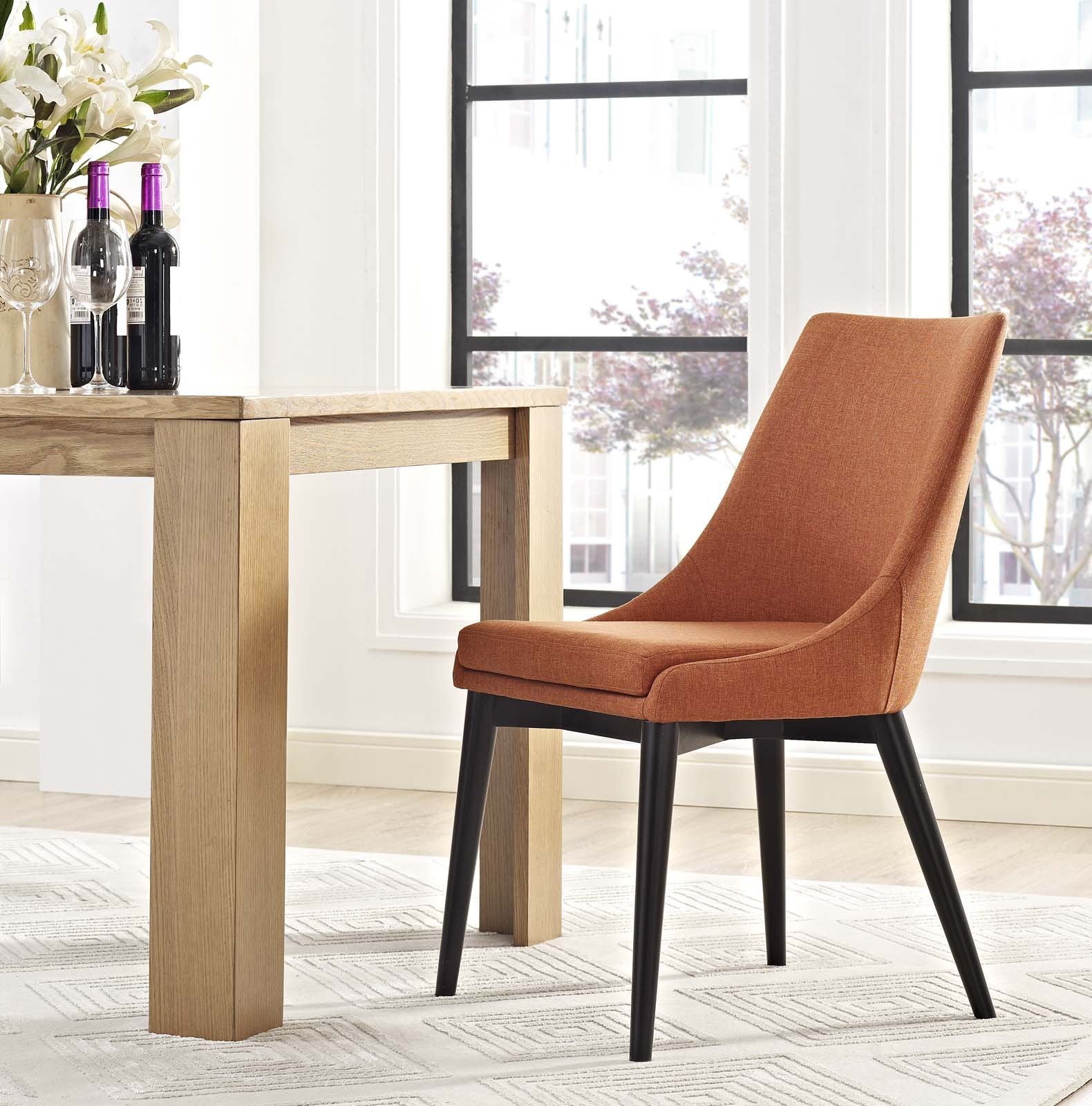 Modway Viscount Mid-Century Modern Upholstered Fabric Kitchen And Dining Room Chair In Orange