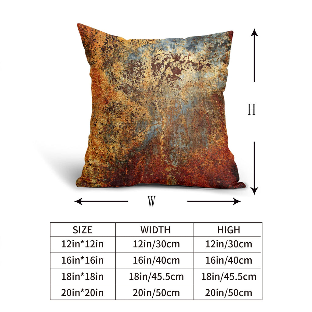Brown Rust Metal Pillow Covers 18X18 In Gold Rusty Cinnamon Copper Bronze Metallic Pillow Cases Orange Teal Rustic Throw Pillows