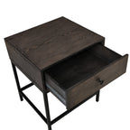 Lilola Home Ava Espresso MDF End Table with Charging Ports and Metal Base