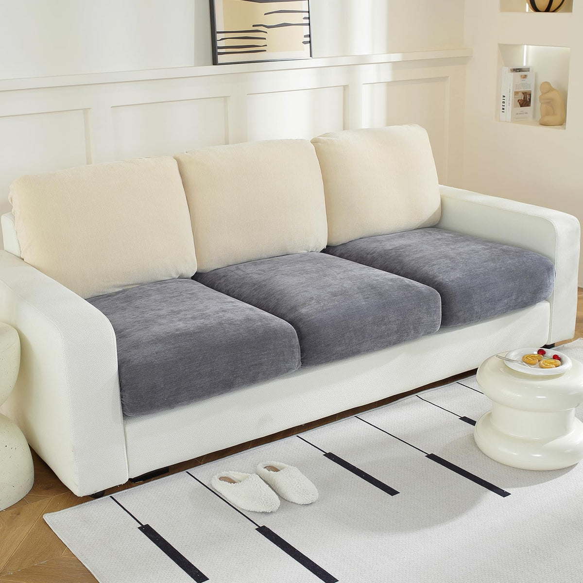 WEYOND Couch Cushion Covers Individual Large Super Stretch Chenille (Softer Version) Sofa Cushion Covers, Couch Seat Covers Couc