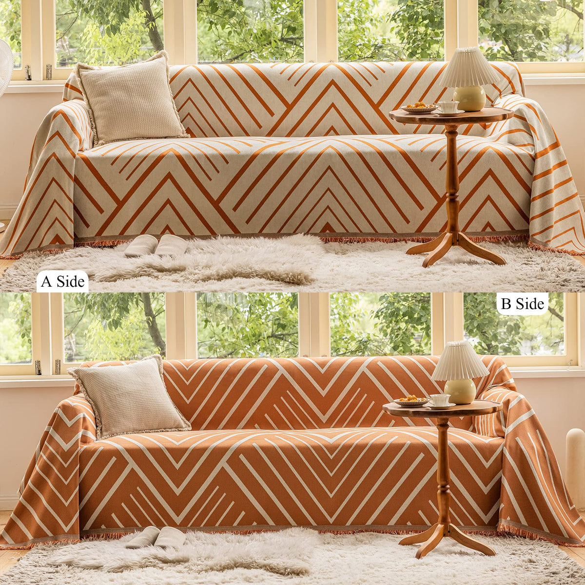 Roomlife Reversible Sofa Covers For Futon Reclining Sofa 3-4 Seat - Sectional Couch Covers For 3 Cushion Couch, Washable Furnitu