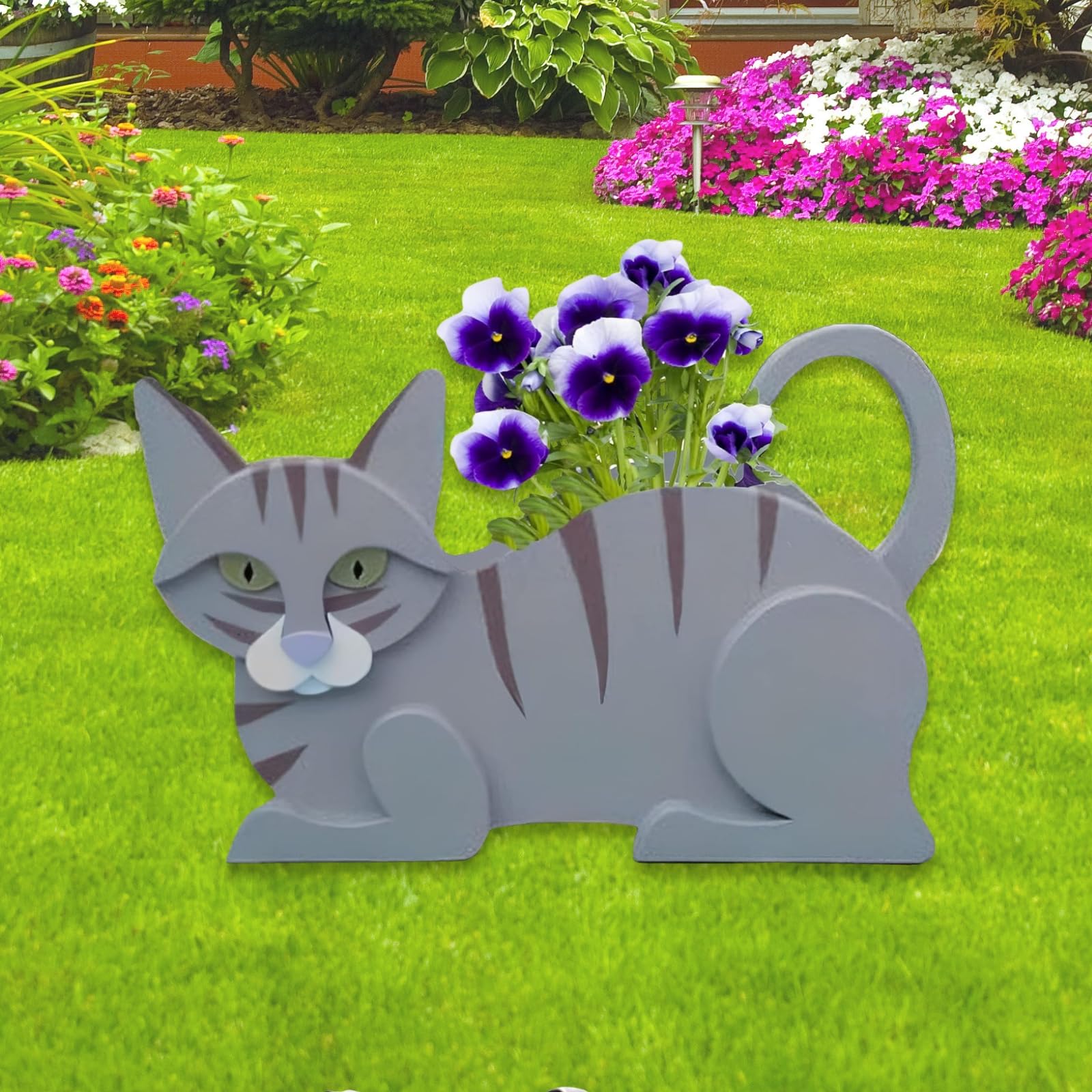 Strolfay Blue Cat Planter Plant Pots,Cute Garden Cat Flower Planter,Cat Planters Birthday Gifts For Women,Office,Indoor/Outdoor