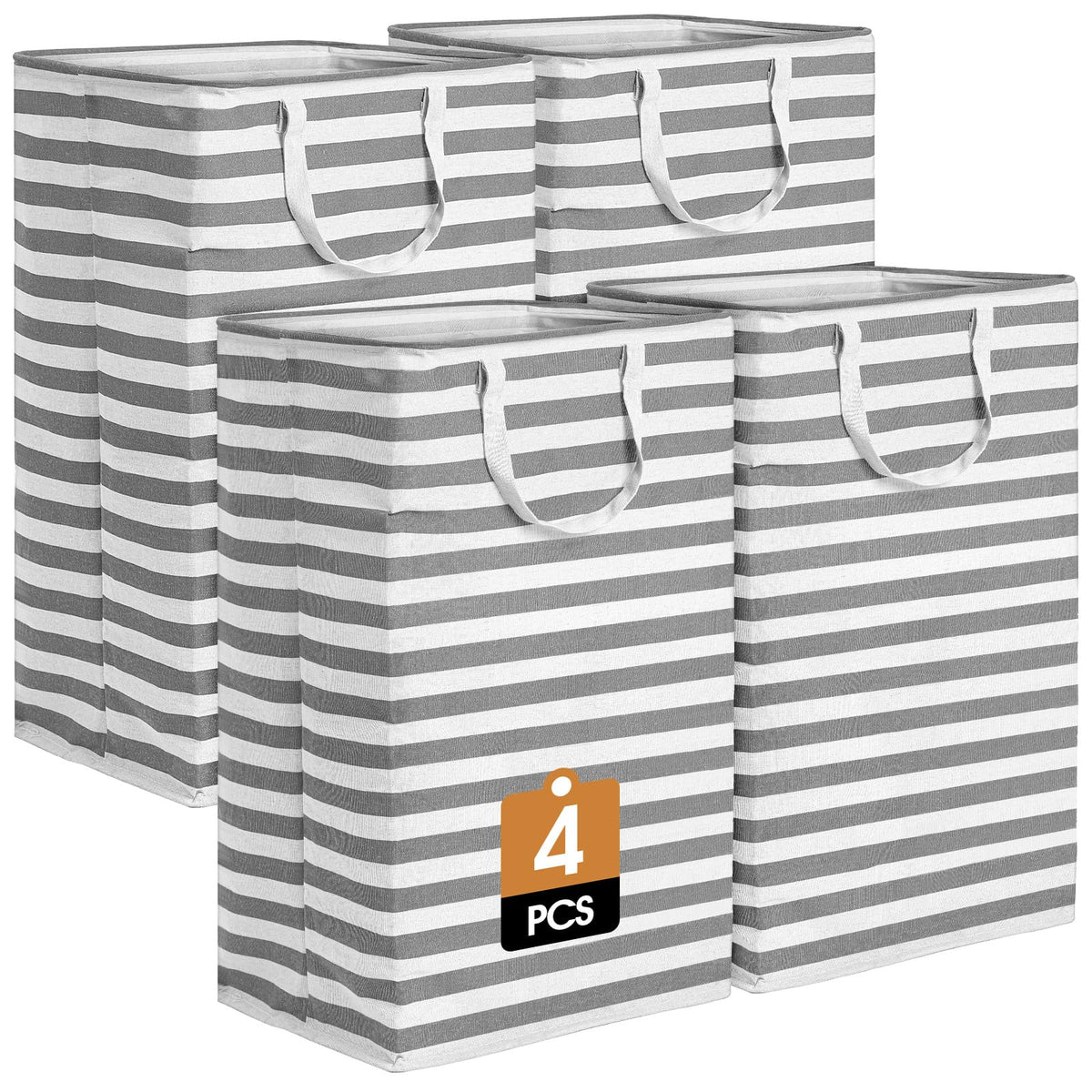Laundry Basket 75L Foldable 4Pack Cotton Linen Storage Hamper