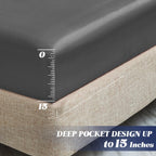 Mr&Hm Satin Fitted Sheet California King Size, Silky Bottom Sheet With Elastic Corner Straps, Deep Pocket Up To 15 Inch, No More