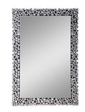 Benjara BM195982 Wooden Backing Wall Decor with Faux Crystals Inlaid Border, Clear and Black