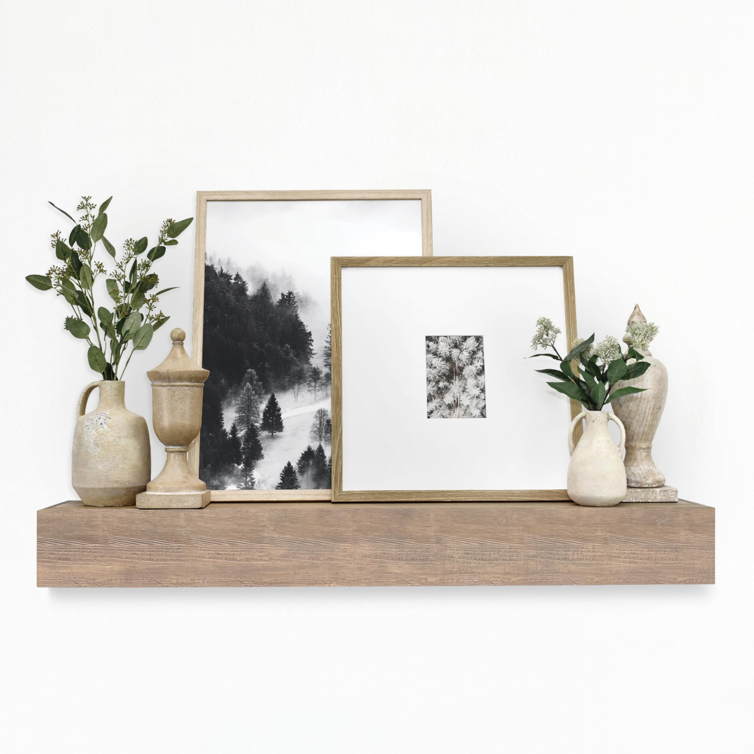 MCS 48-Inch Mantel, Master & Co Antique Natural Finsh Solid Wood Floating Fireplace Mantel, Long Floating Shelf for Livingroom w