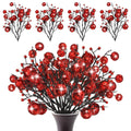 24 Pieces Christmas Glitter Berries Stems 10 Inch Christmas Berry Picks Artificial Glittered Berries Ornaments Floral Stems for 