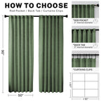 Meetbily Back Tab Curtains 92 Inches Long 2 Panels For Living Room Semi Sheer Pleated Linen Curtain Drape Light Filtering Breath