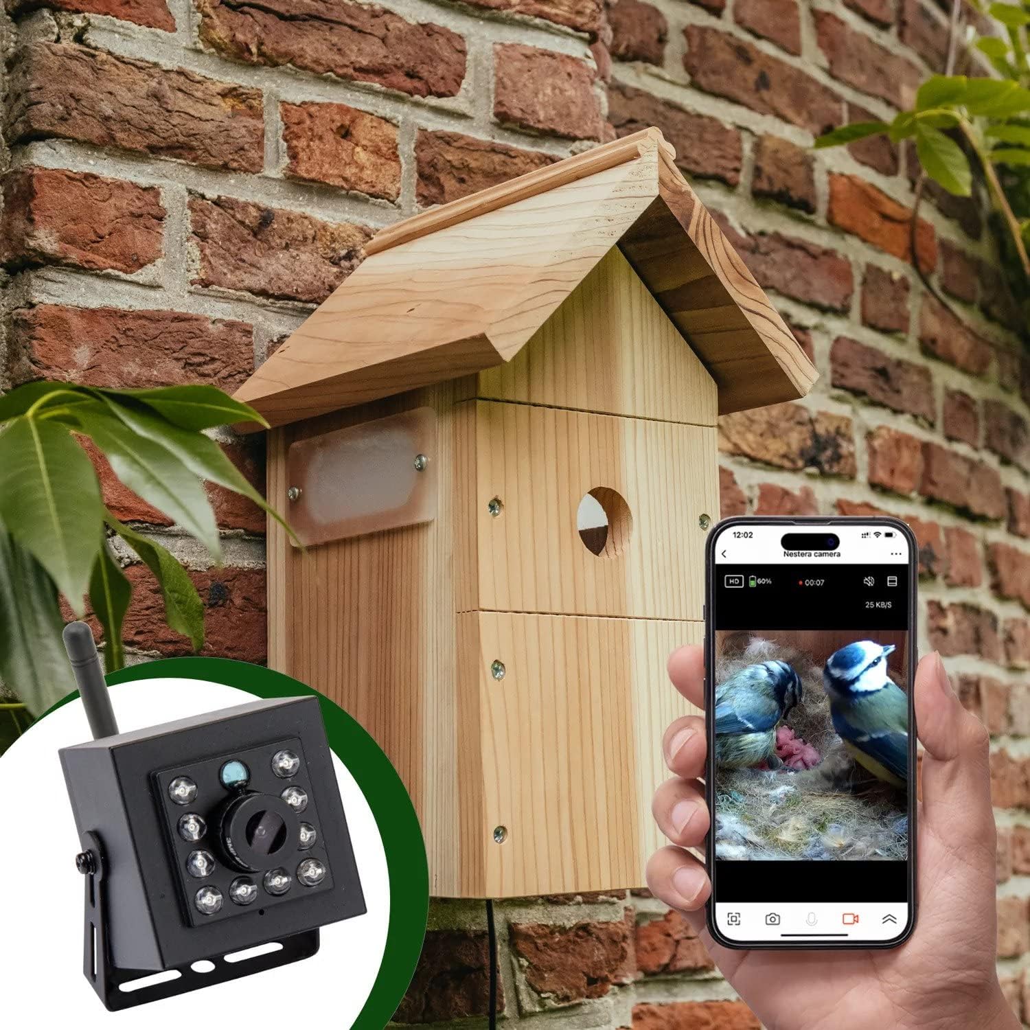 Smart Birdhouse With Camera - 1440P Hd Wifi Outdoor Bird Box | Nesting Box For Robins, Wrens, Tree Swallows | Birdhouses Mount T