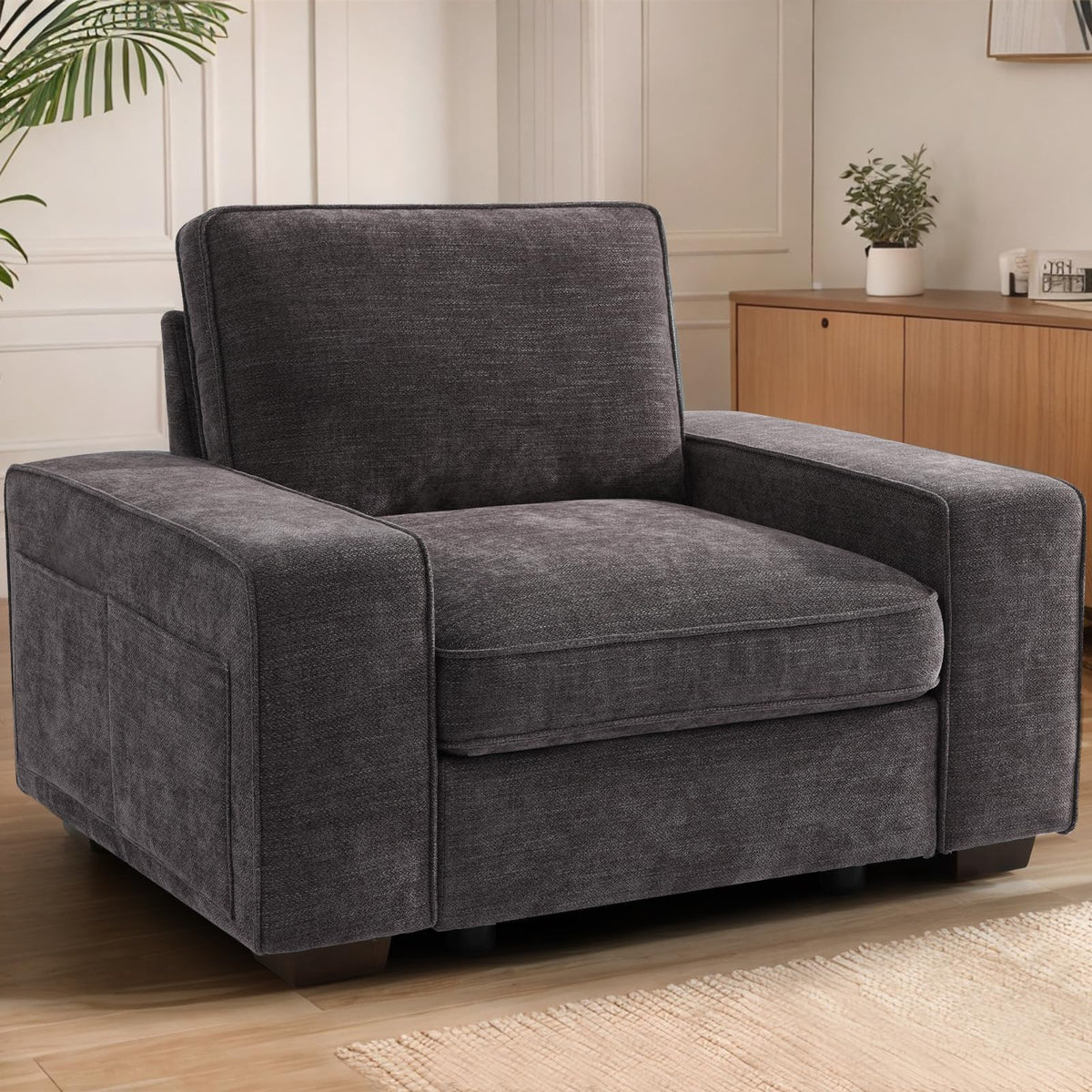 Tekamon 45' Accent Chair With Seat Storage, Oversized Single Sofa Chair, Modern Chenille Fabric Armchair For Living Room/Office
