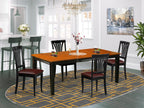 East West Furniture QUAV5-BCH-LC 5 Piece Dinette Set Includes a Rectangle Dining Room Table with Butterfly Leaf and 4 Faux Leather Upholstered Dining Chairs, 40x78 Inch, Black & Cherry