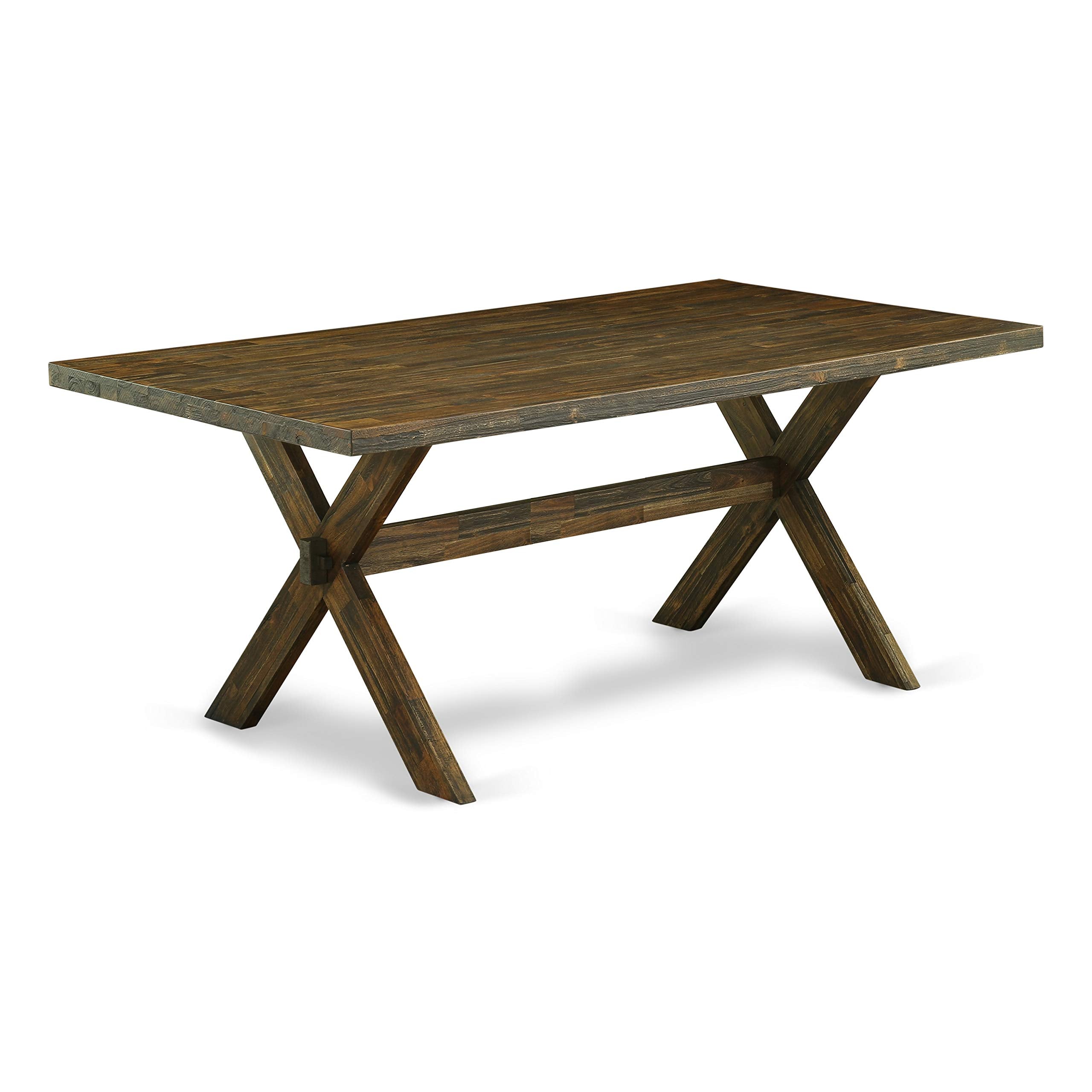 East West Furniture X777Mzn32-5 5 Piece Kitchen Table & Chairs Set Includes A Rectangle Dining Room Table With X-Legs And 4 Light Beige Linen Fabric Parsons Chairs, 40X72 Inch, Multi-Color