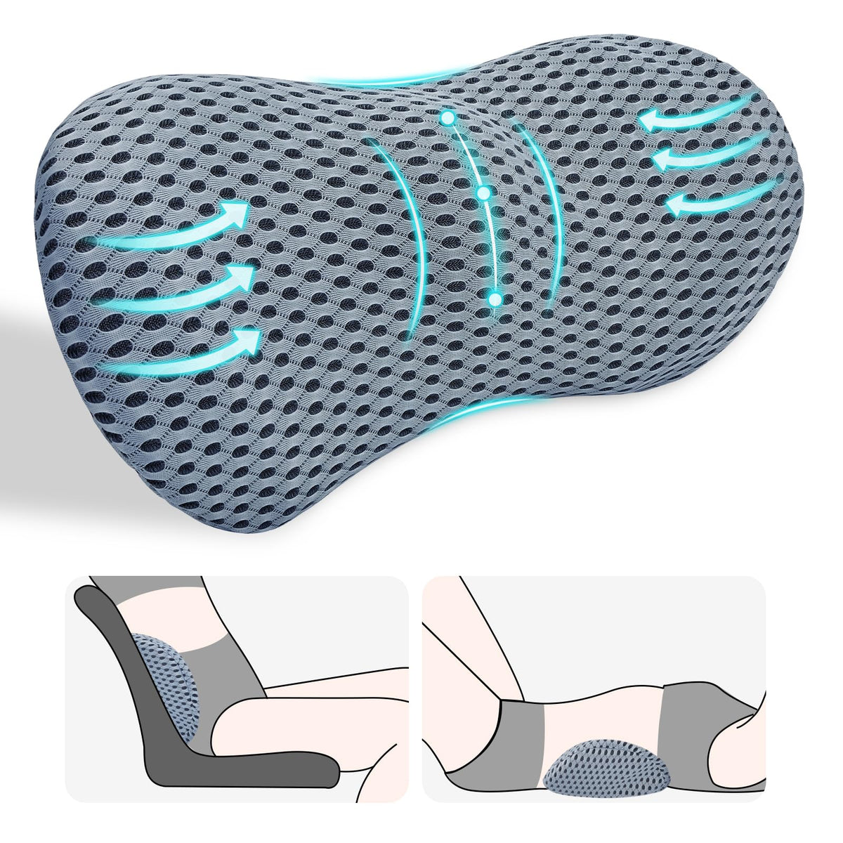 Kasney Lumbar Support Pillow, Back Pillow For Low Back Pain Relief, Ergonomic Streamline Car Seat, Office Chair, Recliner And Be