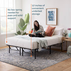 Linenspa Folding Metal Platform Bed Frame - No Box Spring Needed - Underbed Storage - Simple Tool Free Assembly - Mattress Foundation - 14' High - Traditional Design - Sturdy Steel - Full Size