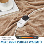 Jkmax Electric Heated Heating Blanket - Heated Bed Blanket 10 Heating Levels 8 Hours Auto Off Fast Heating Etl Certified Electri