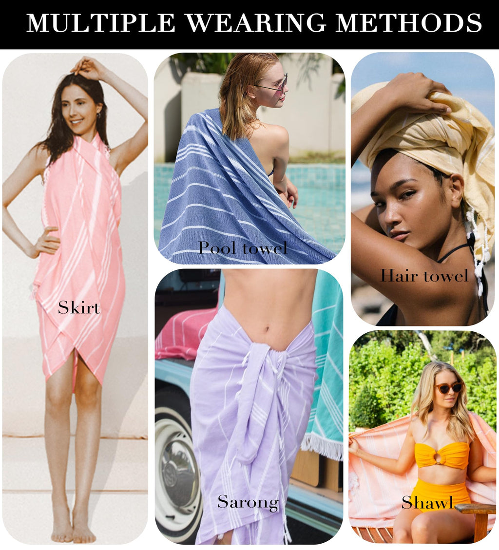Antfuny 2 Packs Turkish Beach Towels Pool Towel Beach Mat Sauna Blanket Fast Drying Sand Proof Cute Aesthetic Travel Trip Xxl Bi