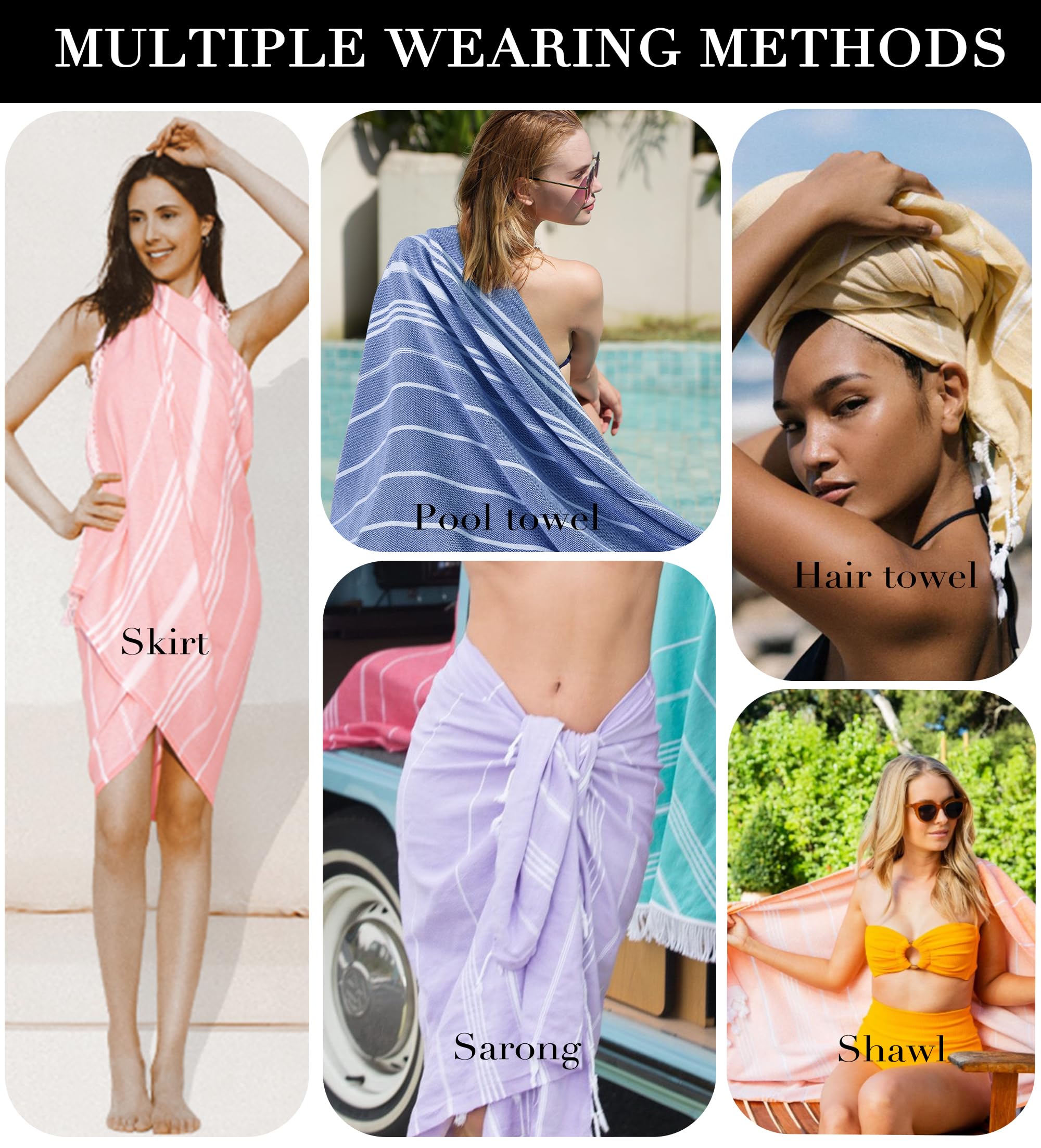 4 Packs Turkish Beach Towels Gym Towel Camping Blanket Xl Large Big Size Sandfree Sandrpoof Thin Fast Drying Packable Honeymoon