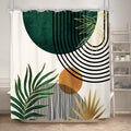 KOMLLEX Mid Century Boho Shower Curtain for Bathroom Decor Abstract Modern Sun Minimalist Aesthetic Arch Curve Leaves Geometric 