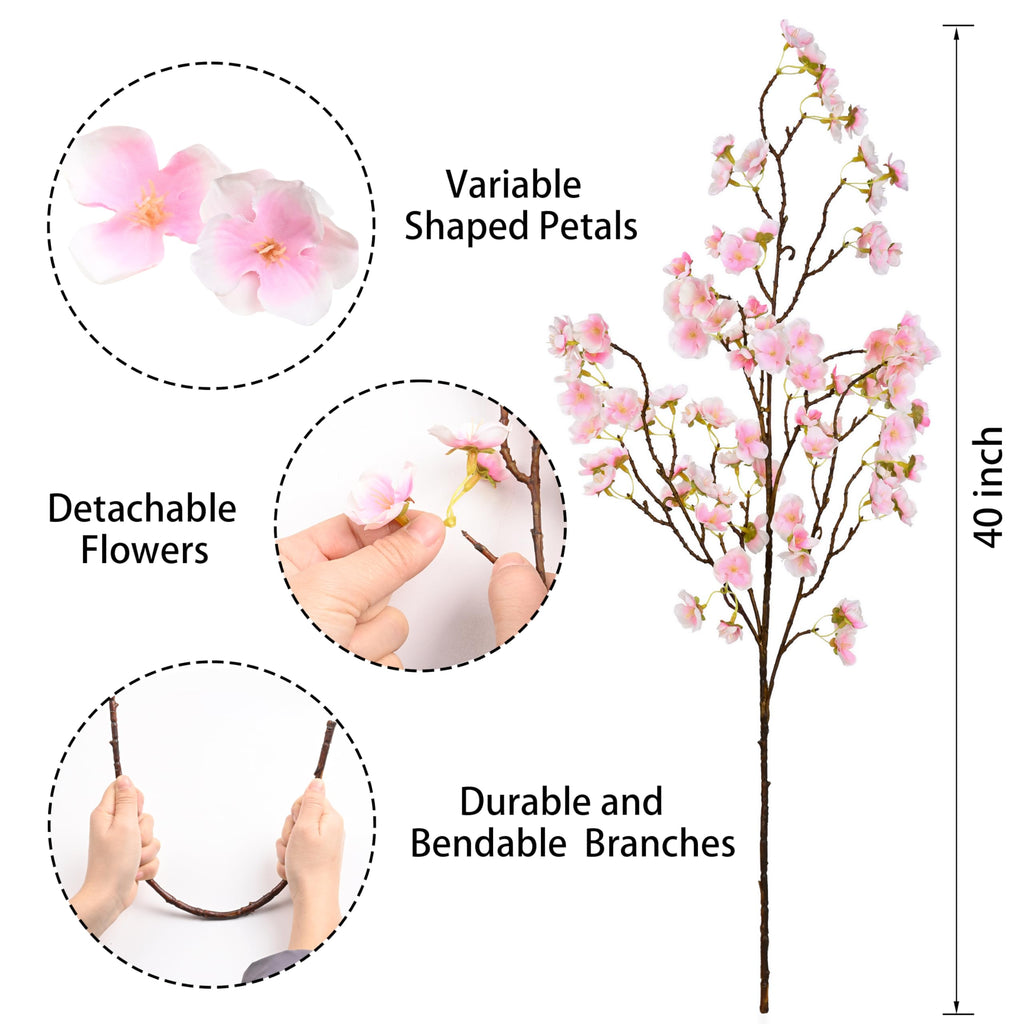 Sunm Boutique Faux Cherry Blossom Branches, Artificial Cherry Blossom Stems Cherry Blossom Flowers Vase Arrangements For Wedding