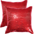 Poise3Ehome 18X18Inches Sequin Throw Pillow Covers Red Decorative Pillow Covers For Couch, Bed, Living Room, Christmas (Red, 2Pc