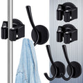 Vercraft 4 Pcs Magnetic Double Hooks Magnetic Coat Hooks Magnetic Mop Broom Holder Movable Magnetic Broom Holder Rack for Garage