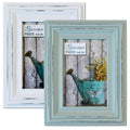 Buecasa Rustic 4x6 Inches Wooden Picture Frame Pack of 2 Vintage Cyan and White in Gift Box - Distressed Wood High Definition Gl
