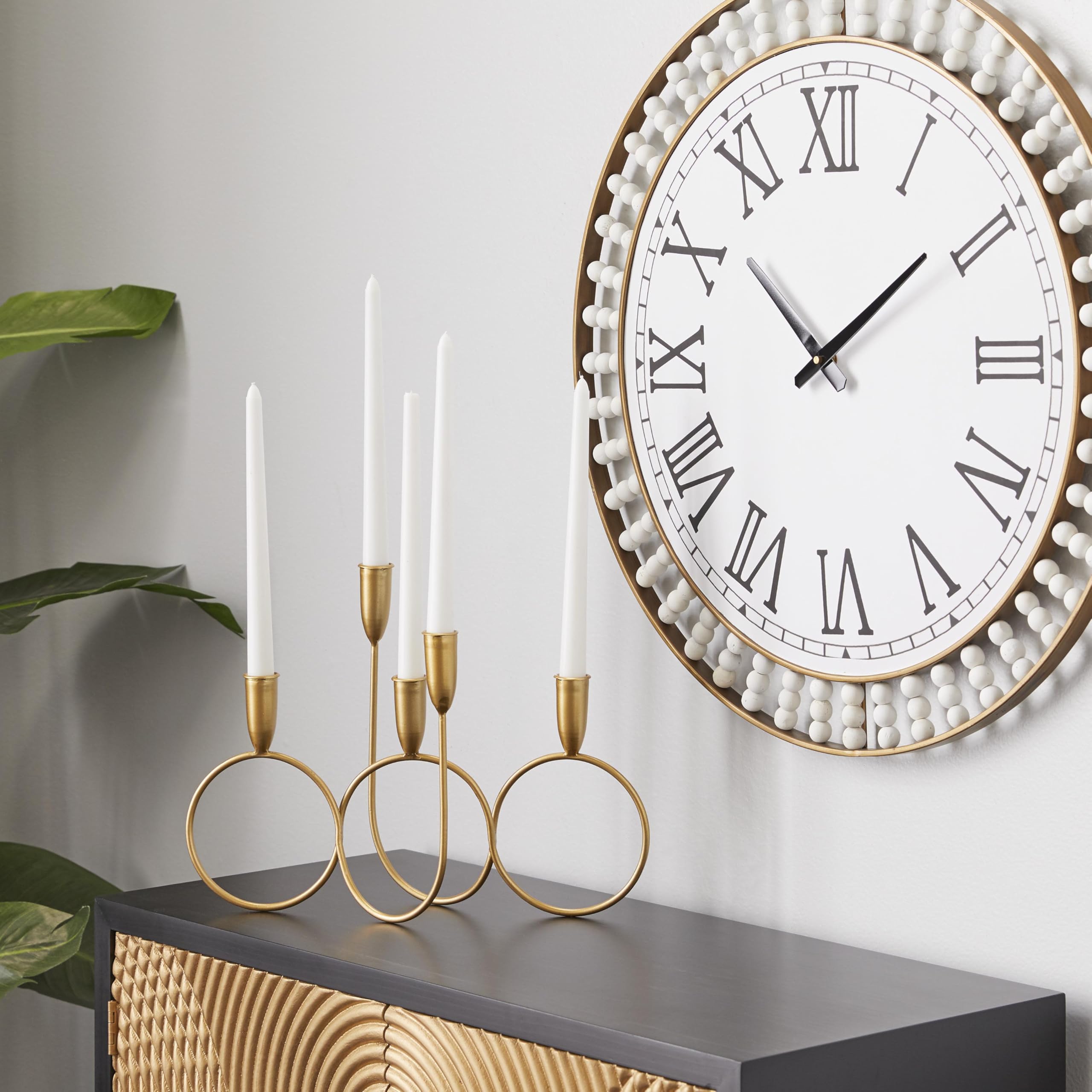 Cosmoliving By Cosmopolitan Metal Candelabra, 15'' X 5'' X 11'', Gold