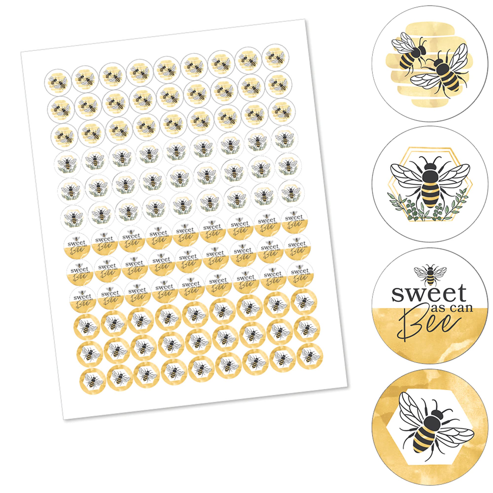 Big Dot Of Happiness Little Bumblebee - Bee Baby Shower Or Birthday Party Round Candy Sticker Favors - Labels Fit Chocolate Cand