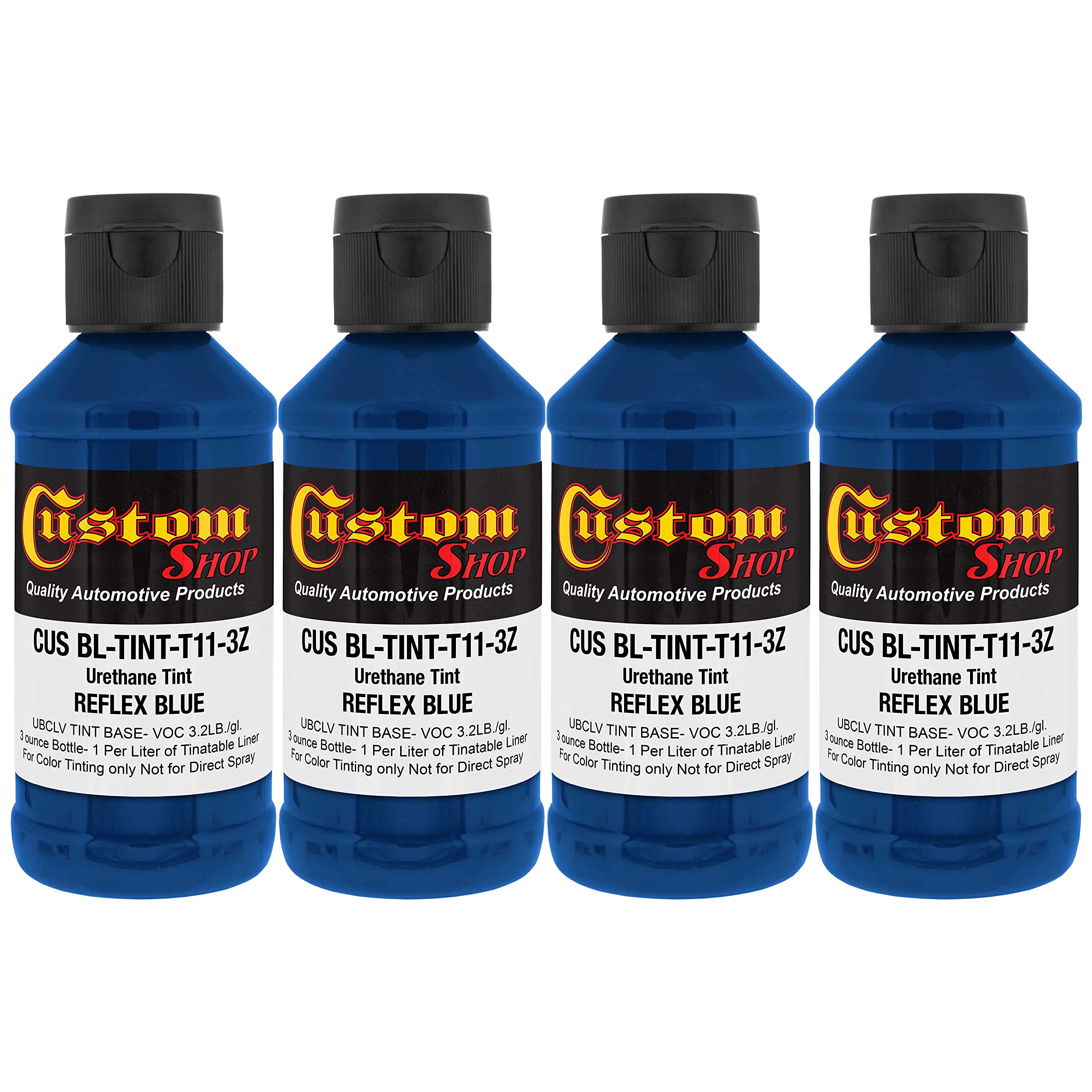 Custom Coat 3 Ounce (Reflex Blue Color) Urethane Tint Concentrate For Tinting Truck Bed Liner Coatings (Pack Of 4) - Proportione