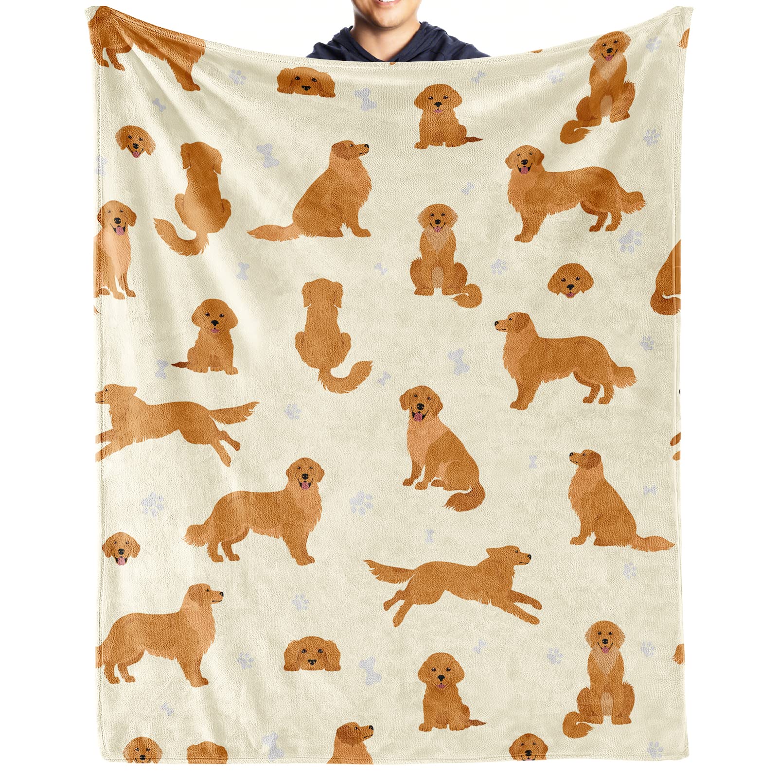 Aiomxzz Golden Retriever Blanket Gifts, 50'X60' Dog Pattern Flannel Fleece Throw Blanket Soft, Lightweight, Comfortable, Warm