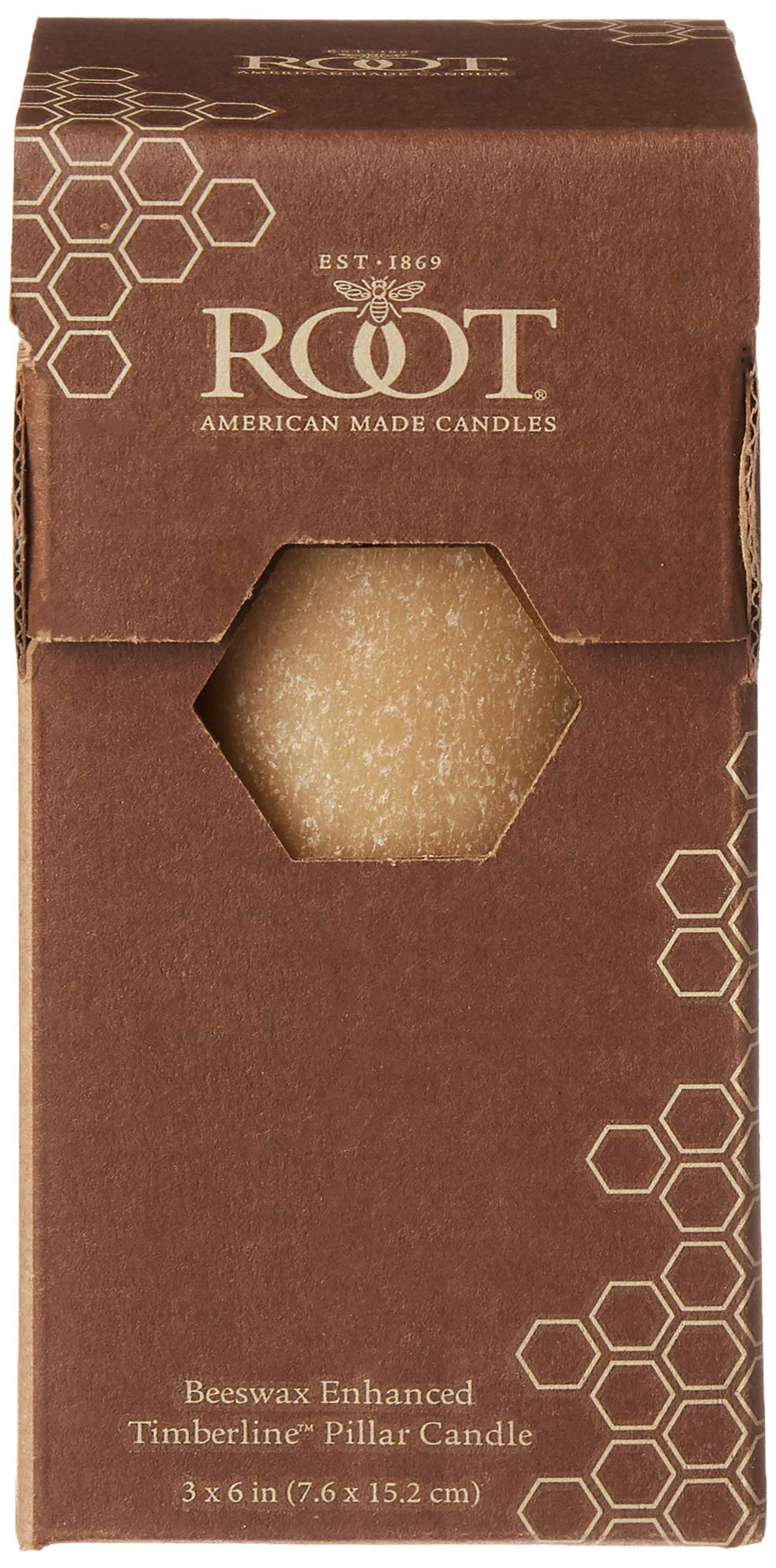 Root Candles - 33625 Unscented Timberline Pillar Candle , 3 X 6-Inches, Beeswax