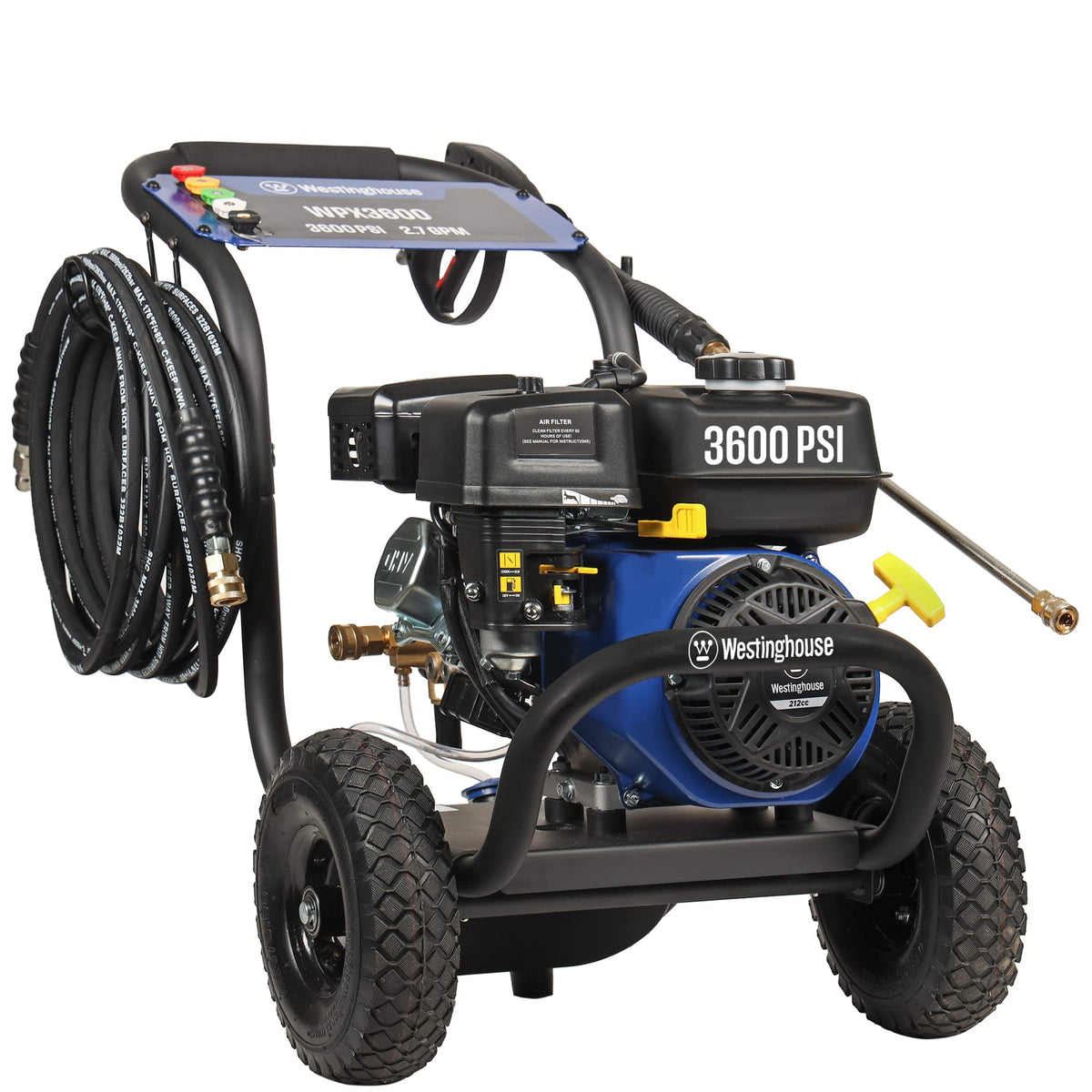 Westinghouse Wpx3600 Gas Pressure Washer, 3600 Psi And 2.7 Max Gpm, Onboard Soap Tank, Spray Gun And Wand, 5 Nozzle Set, Carb Co