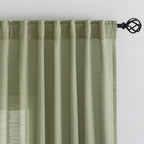 Donren Sage Green Linen Back Tab Curtains 72 Inches Long 2 Panels Set For Guest Room - Modern Country Rod Pocket Semi Sheer Privacy Drapes Hooks Belt Pleated Light Filtering Playroom Curtains