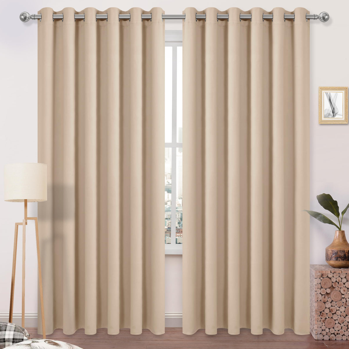 Dwcn Blackout Curtains 84 Inches Long, Room Drakening Curtains For Bedroom, Solid Grommet Living Room Curtains Extra Wide Curtai