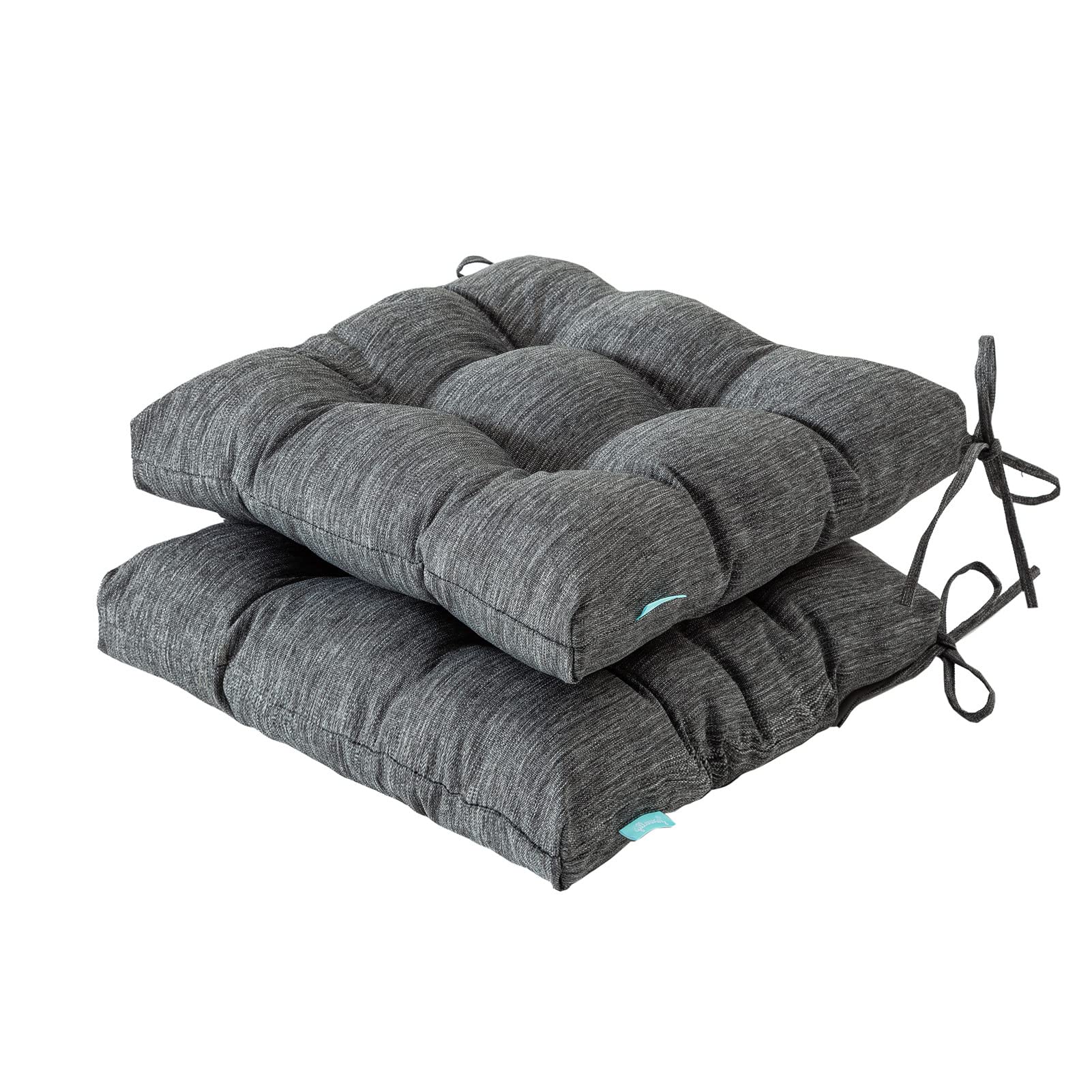 Qilloway Indoor/Outdoor Square Seat Patio Cushion -Pack Of 2,19-Inches (Charcoal Grey/Black)
