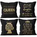 M-Qizi Black Queen Pillow Covers Set - Cool Teenage Girl Gifts, 4 Pieces 18 X 18 Inch Decorative Crown Pillow Covers, Princess G