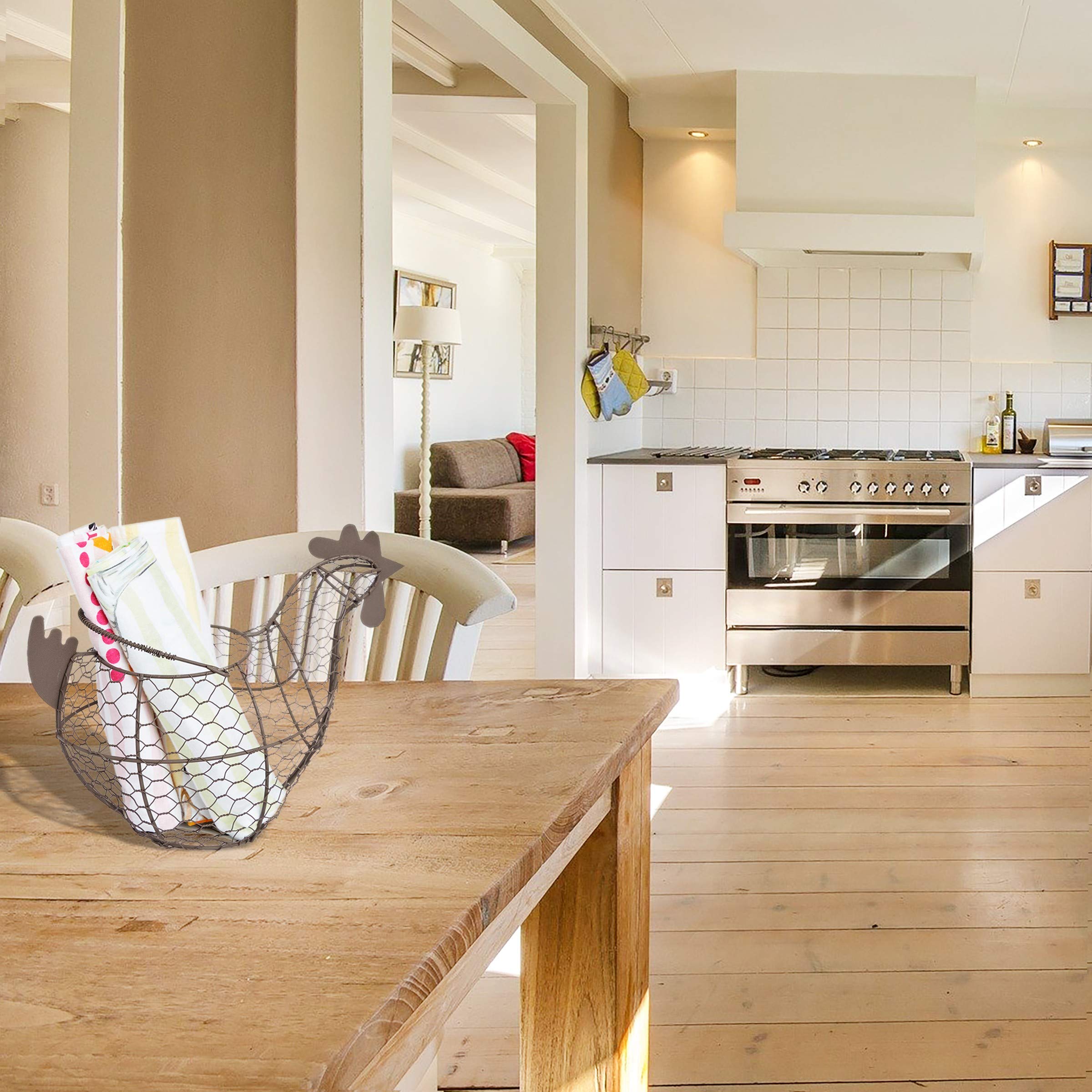 Tag Farmhouse Rustic Vintage Chicken Wire Egg Basket With Handle For Egg Holder Fruit And Kitchen Living Room Home Rooster Decor