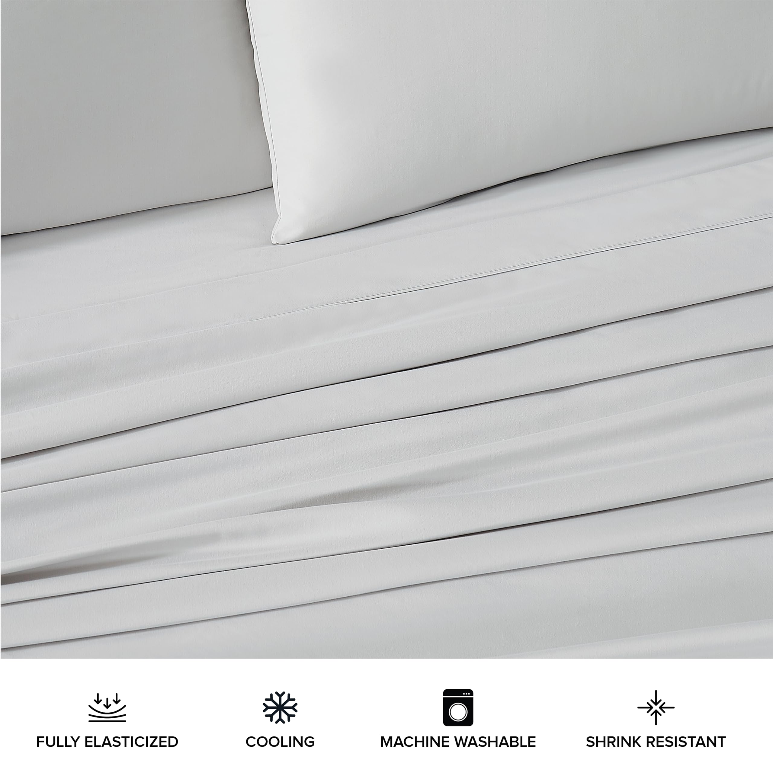 Ugg Hedi Queen Sheet Set 4-Piece Luxury Cooling Sheets Deep Pockets Premium Bedding With 2 Pillow Shams Hypoallergenic Machine Washable Soft Lightweight Bed Set For Bedroom, Queen, Stone Grey