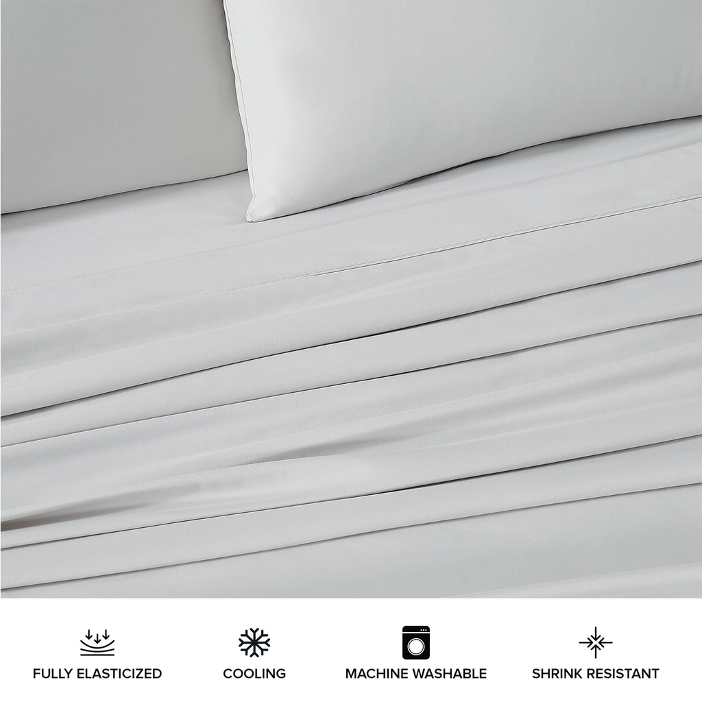 Ugg Hedi Queen Sheet Set 4-Piece Luxury Cooling Sheets Deep Pockets Premium Bedding With 2 Pillow Shams Hypoallergenic Machine Washable Soft Lightweight Bed Set For Bedroom, Queen, Stone Grey