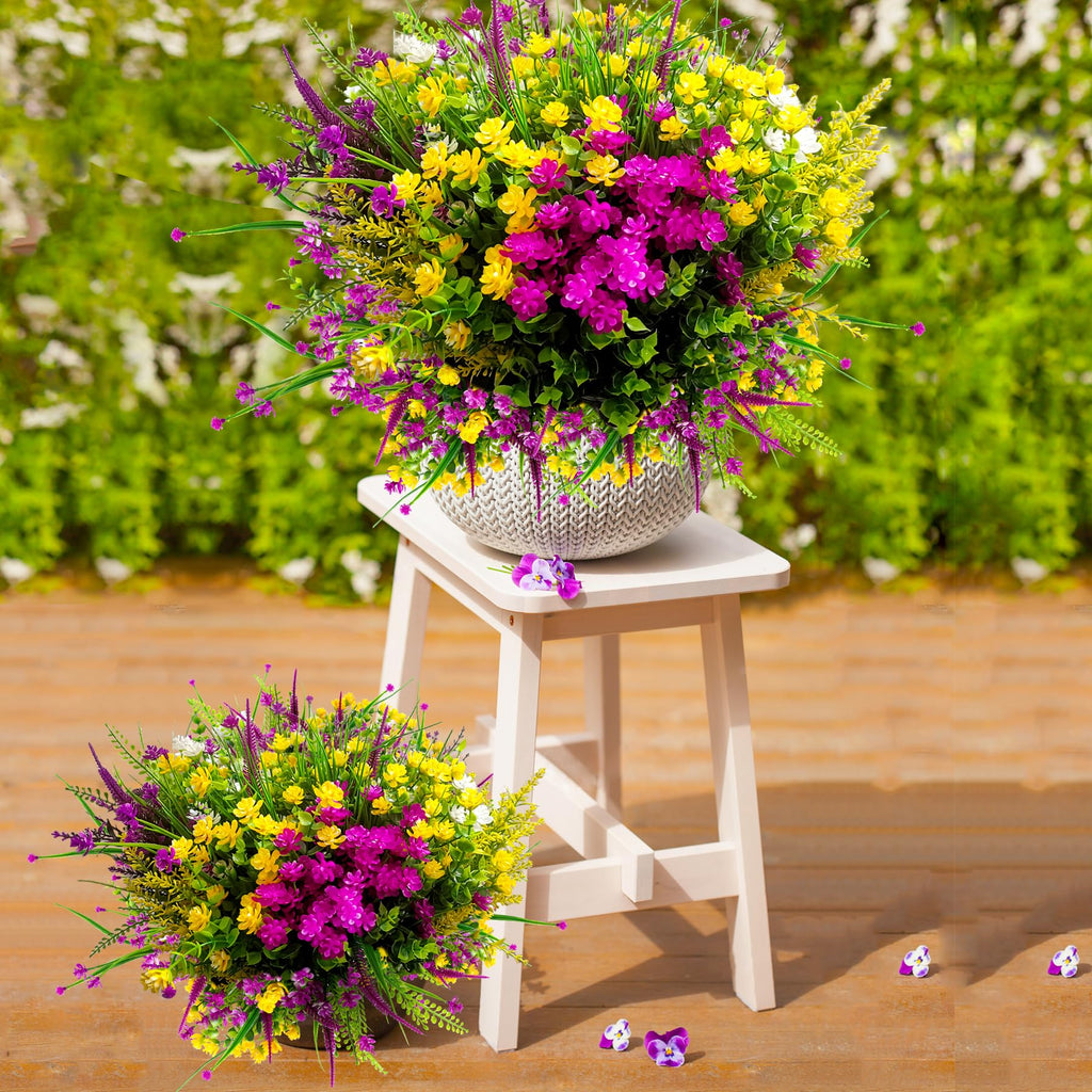 Tstweto 20 Pcs Artificial Flowers For Outdoors, Artificial Plants Outdoor Fake Flowers Uv Resistant, Outdoor Fake Plants Plastic