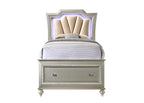 Acme Kaitlyn Full Bed with LED in Synthetic Leather and Champagne